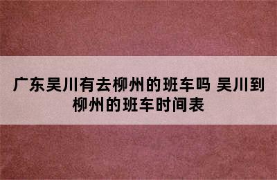 广东吴川有去柳州的班车吗 吴川到柳州的班车时间表